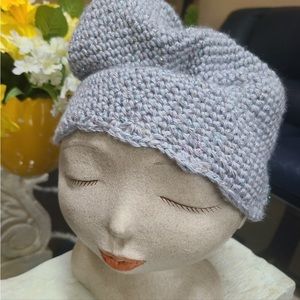 Grey crocheted hat handmade